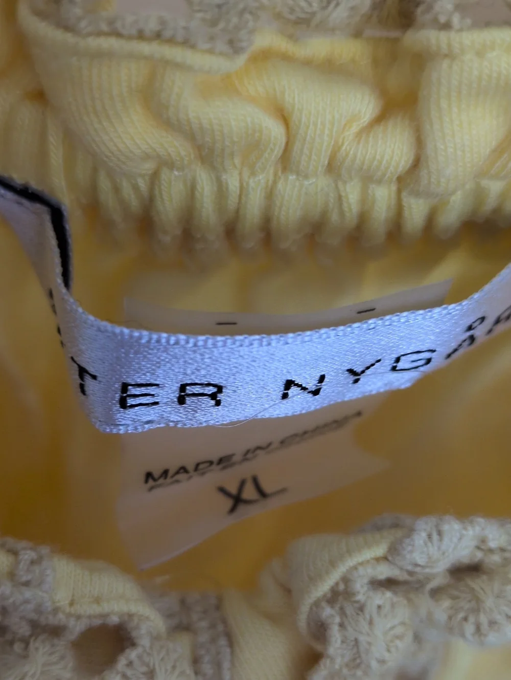 Peter Nygard Yellow Pom Pom Lace Trim Top - XL